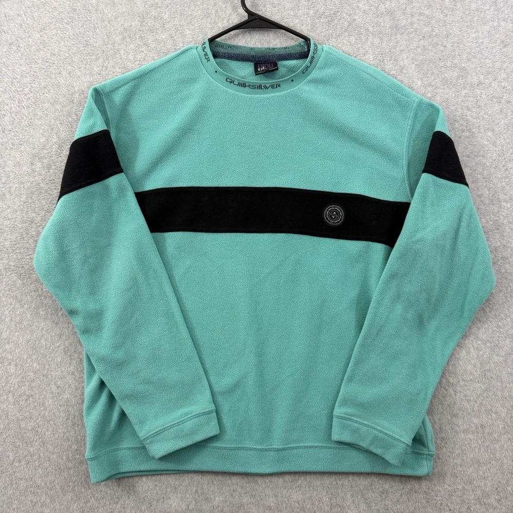 Quiksilver Sweatshirt Mens Medium High Altitude Green Flame On Fleece Technical